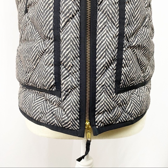 J. Crew Quilted Puffer Vest Chevron Double Zipper - Picture 5 of 9